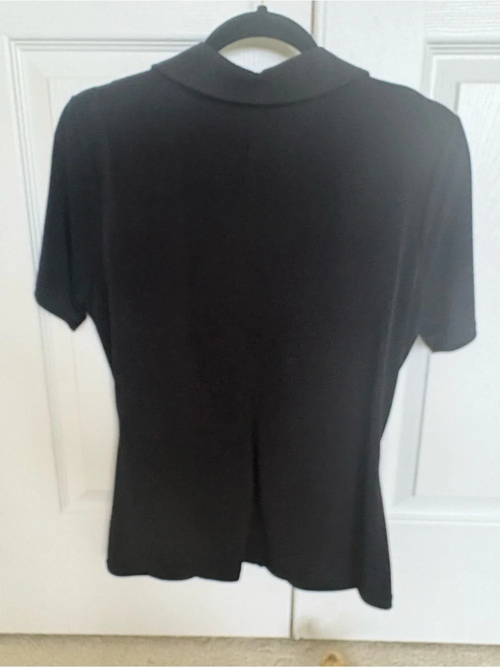 Michael Kors Black Ruched Button-Front Collared Short Sleeve Shirt